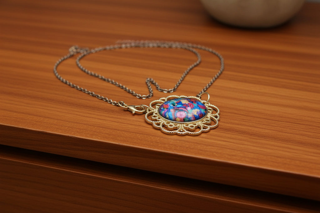 Resin Flower Necklace - Handcrafted Charm Jewelry