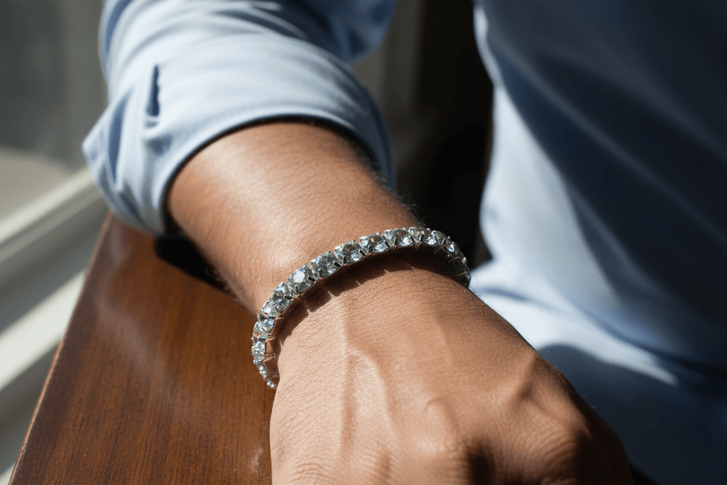 "A little ice" Beautiful silver tone bracelet w/crystals - Arts & Scraps