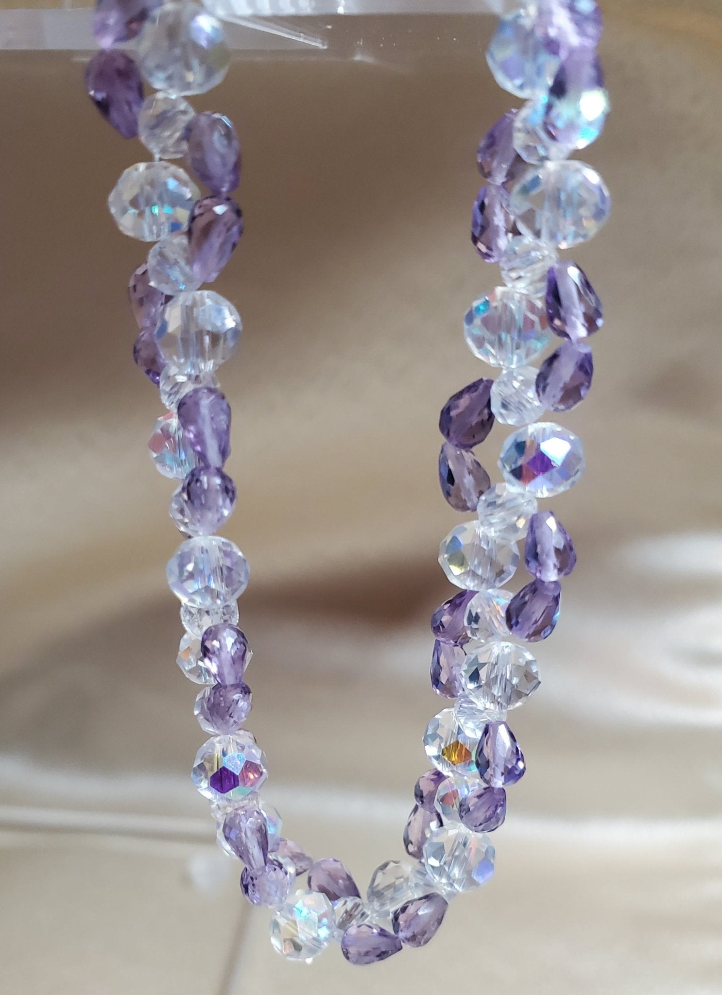 Beautiful 7" beaded amethyst and crystal bracelet - Arts & Scraps