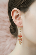 Beautiful dangling gold and pink earrings - Arts & Scraps