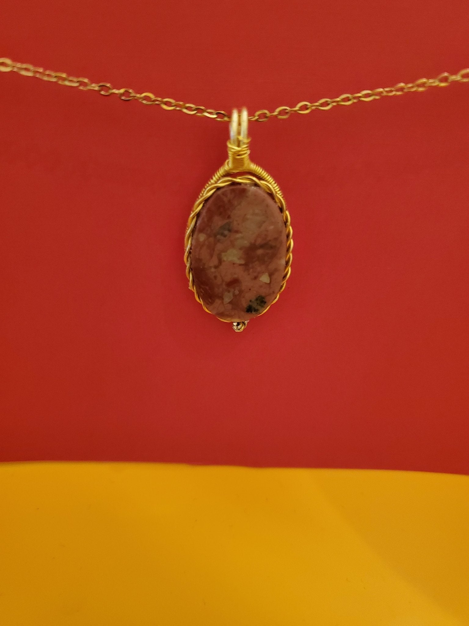 Beautiful mauve colored stone charm necklace - Arts & Scraps