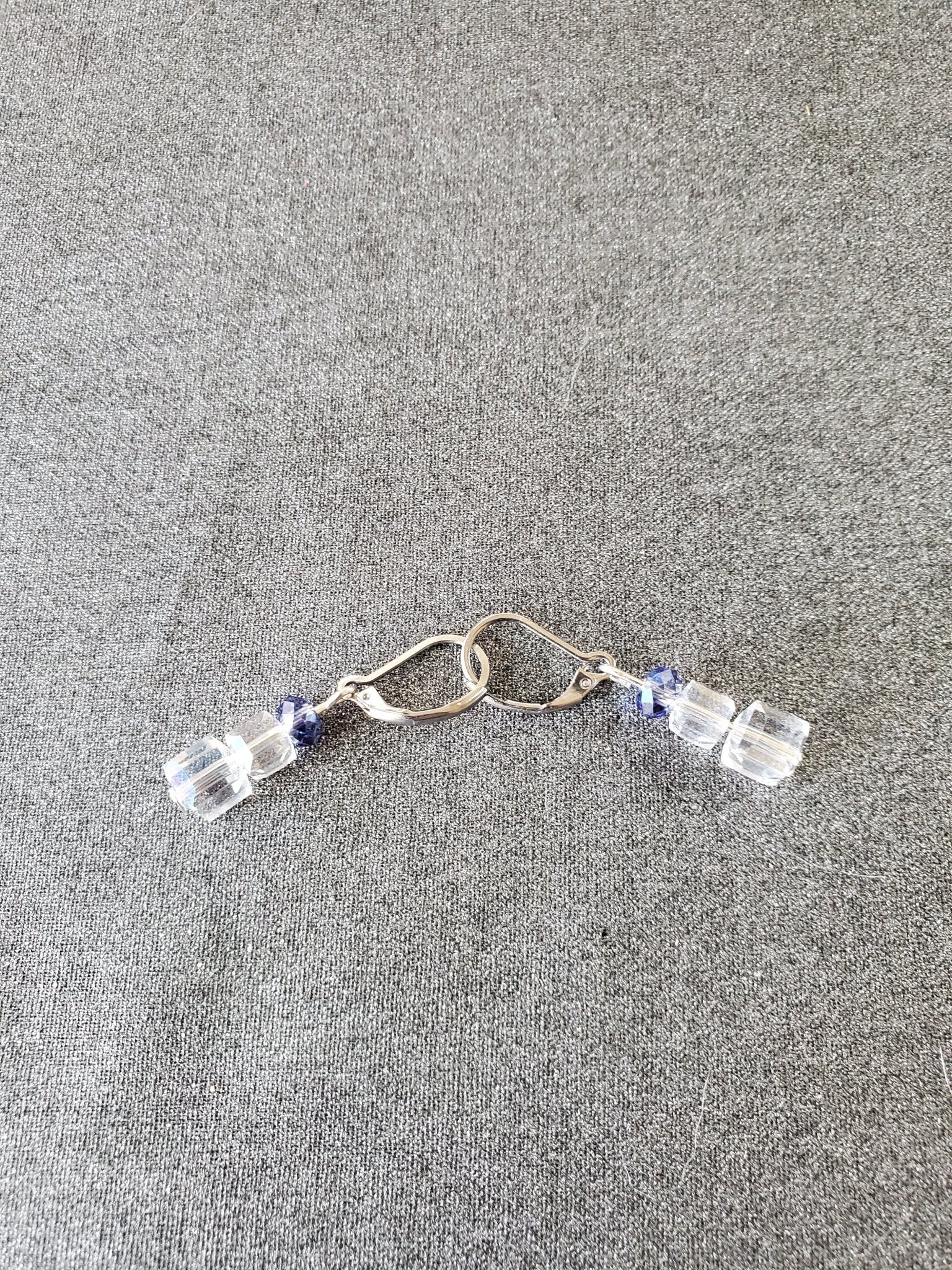 Beautiful shimmering Tanzinite and glass dangling earrings - Arts & Scraps