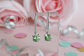 Elegant August birth stone earrings. Peridot in sterling silver leverback setting. - Arts & Scraps