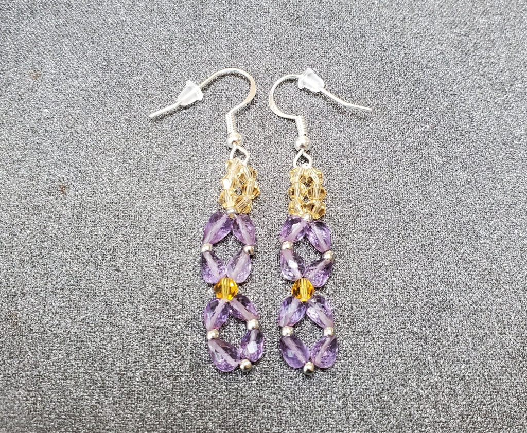 Gorgeous amethyst lavender and gold beads earrings - Arts & Scraps