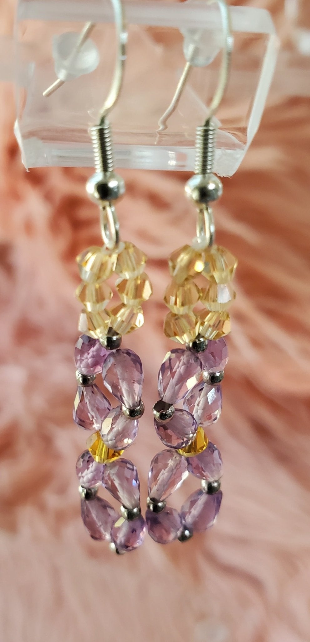 Gorgeous amethyst lavender and gold beads earrings - Arts & Scraps