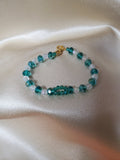 Green and white 6" bracelet great for summer - Arts & Scraps