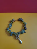 Green/brown stylish gold tone bracelet w/charm - Arts & Scraps