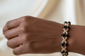 Sleek black and gold glass bead bracelet - Arts & Scraps
