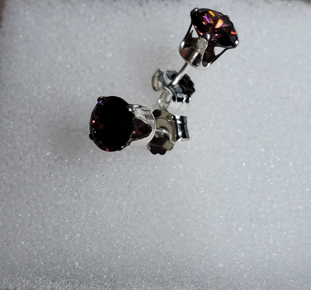 Sterling silver cubic zirconia month of June earrings - Arts & Scraps