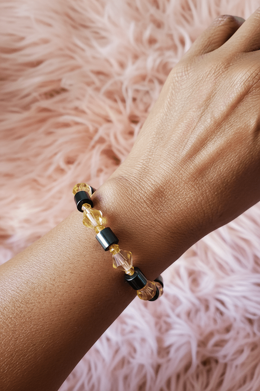 Stylish hematite black and gold bead bracelet - Arts & Scraps