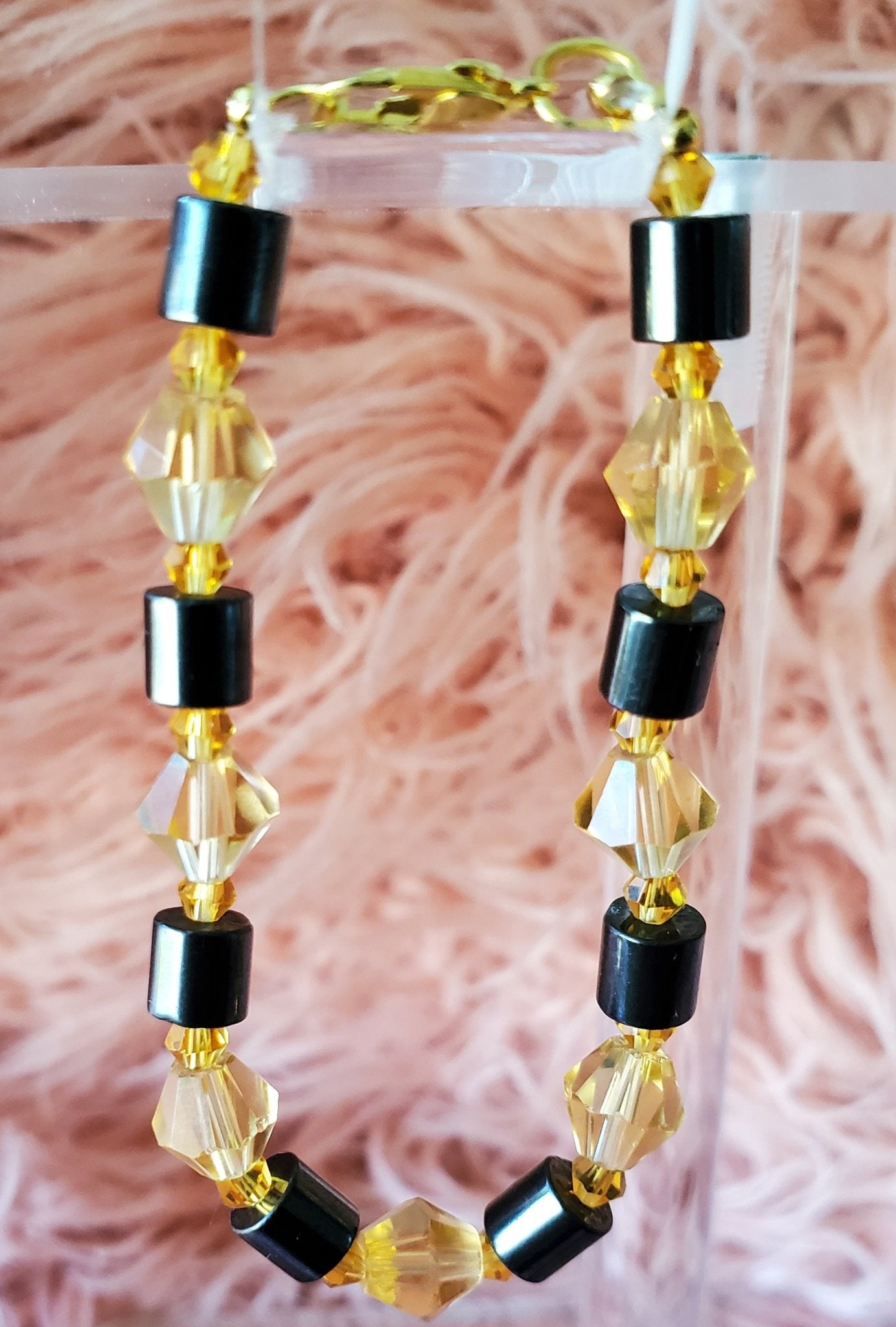 Stylish hematite black and gold bead bracelet - Arts & Scraps